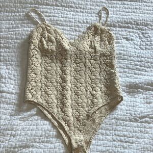 Elegant Cream Lace Bodysuit
